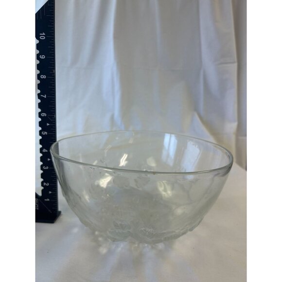 Vintage Clear Glass Bowl With Floral Embossed Design - Picture 2 of 2